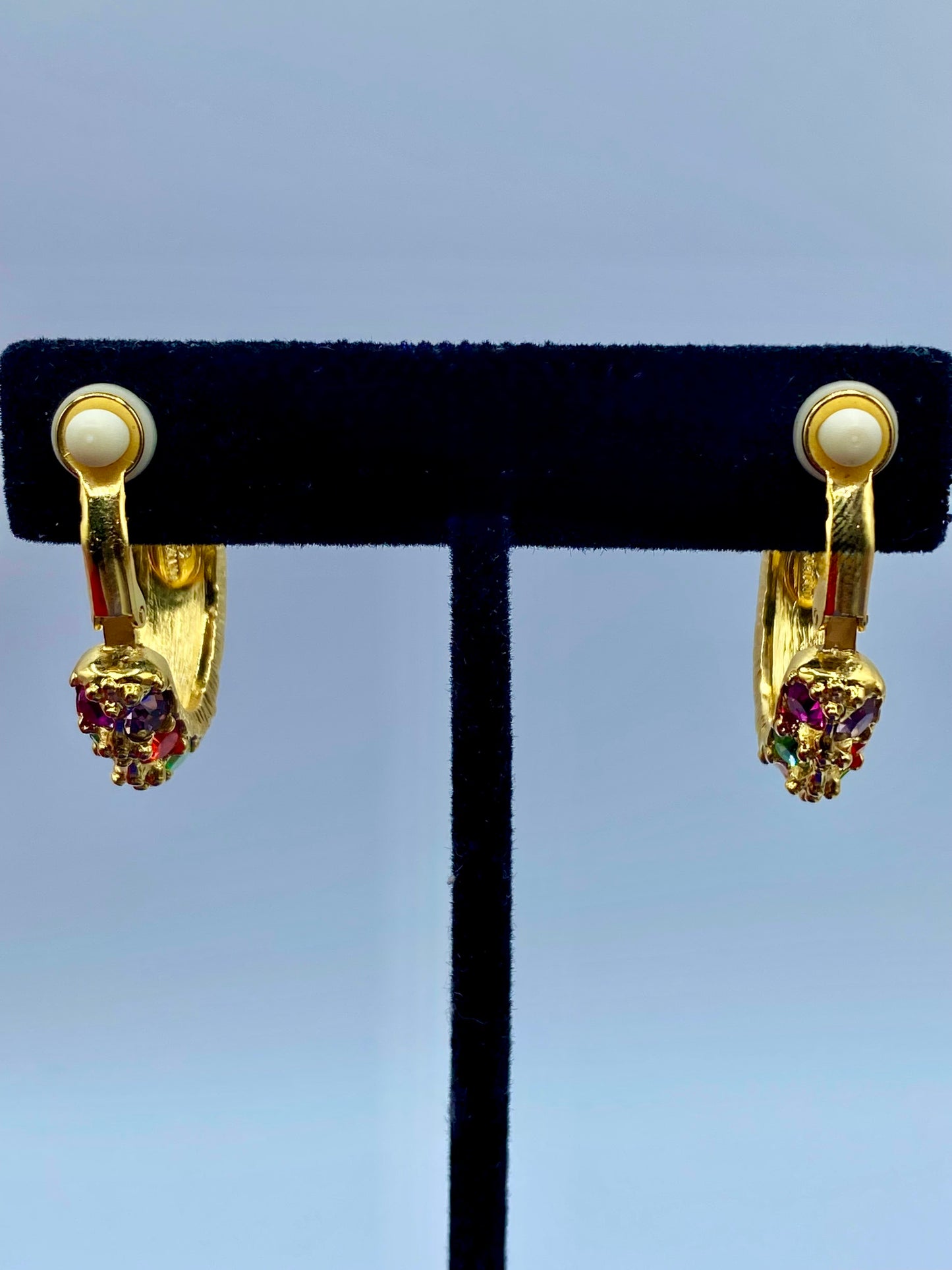 Graziano Gold Tone Rhinestone Clip Ons