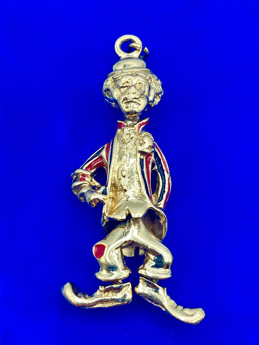 Vintage Enameled Moveable Clown Pendant