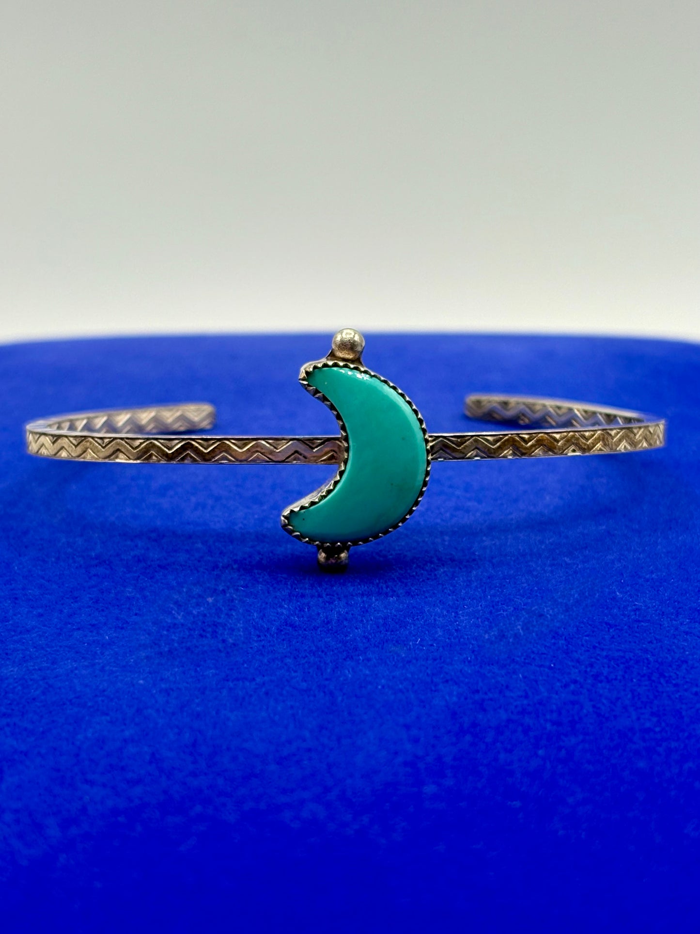 Sterling Silver Turquoise Crescent Moon Cuff Bracelet