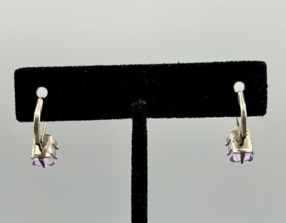 Sterling Silver Faceted Amethyst Earrings