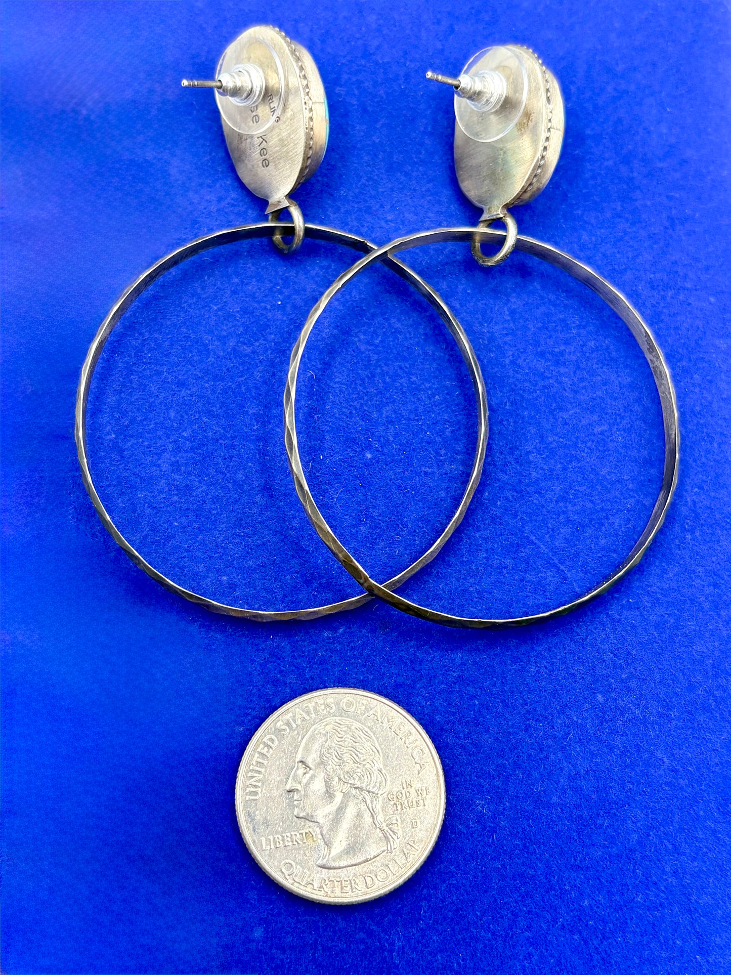 Sterling Silver Native Eloise Kee Turquoise Hoop Earrings