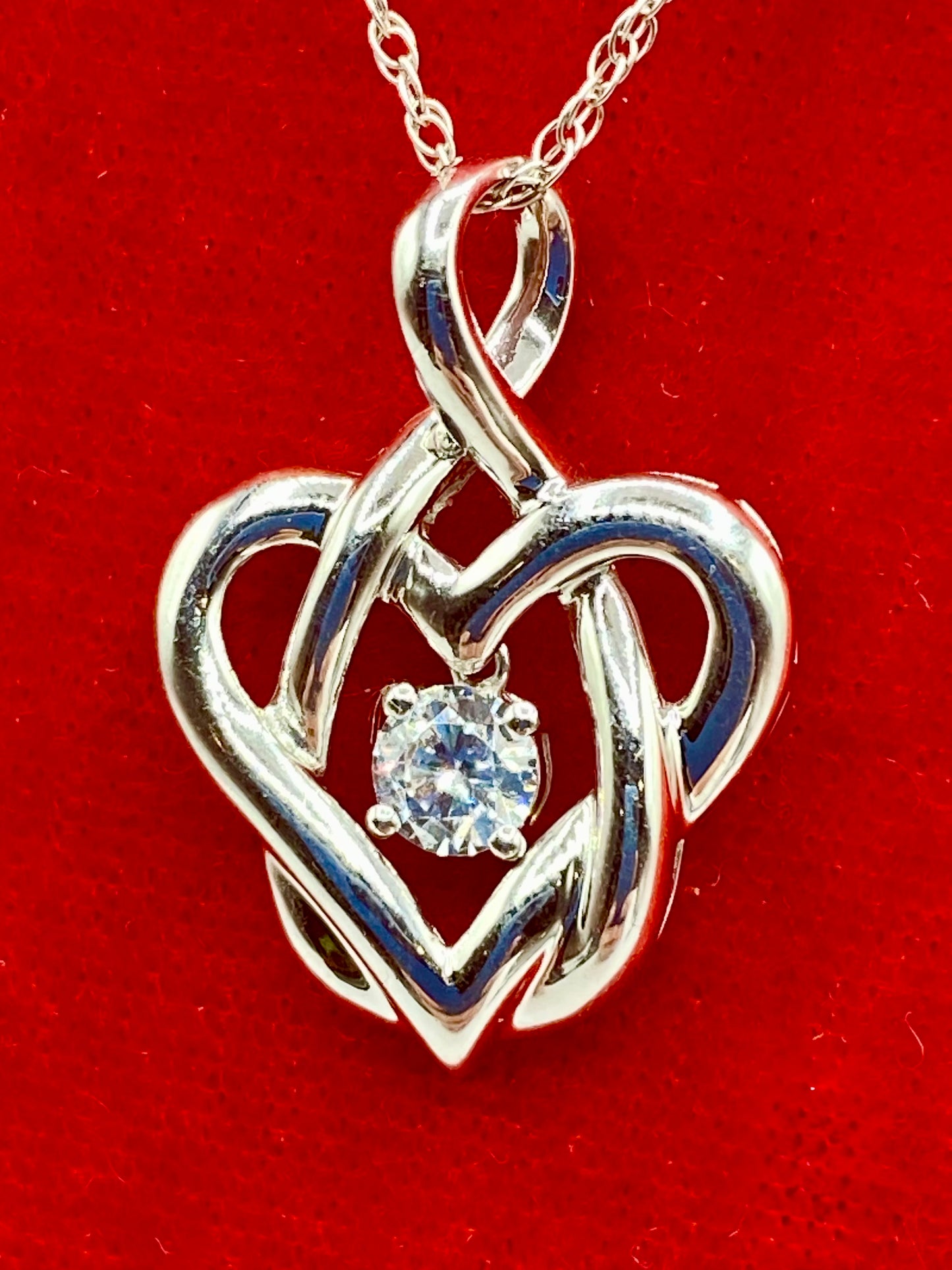 Sterling Silver CZ Heart Necklace