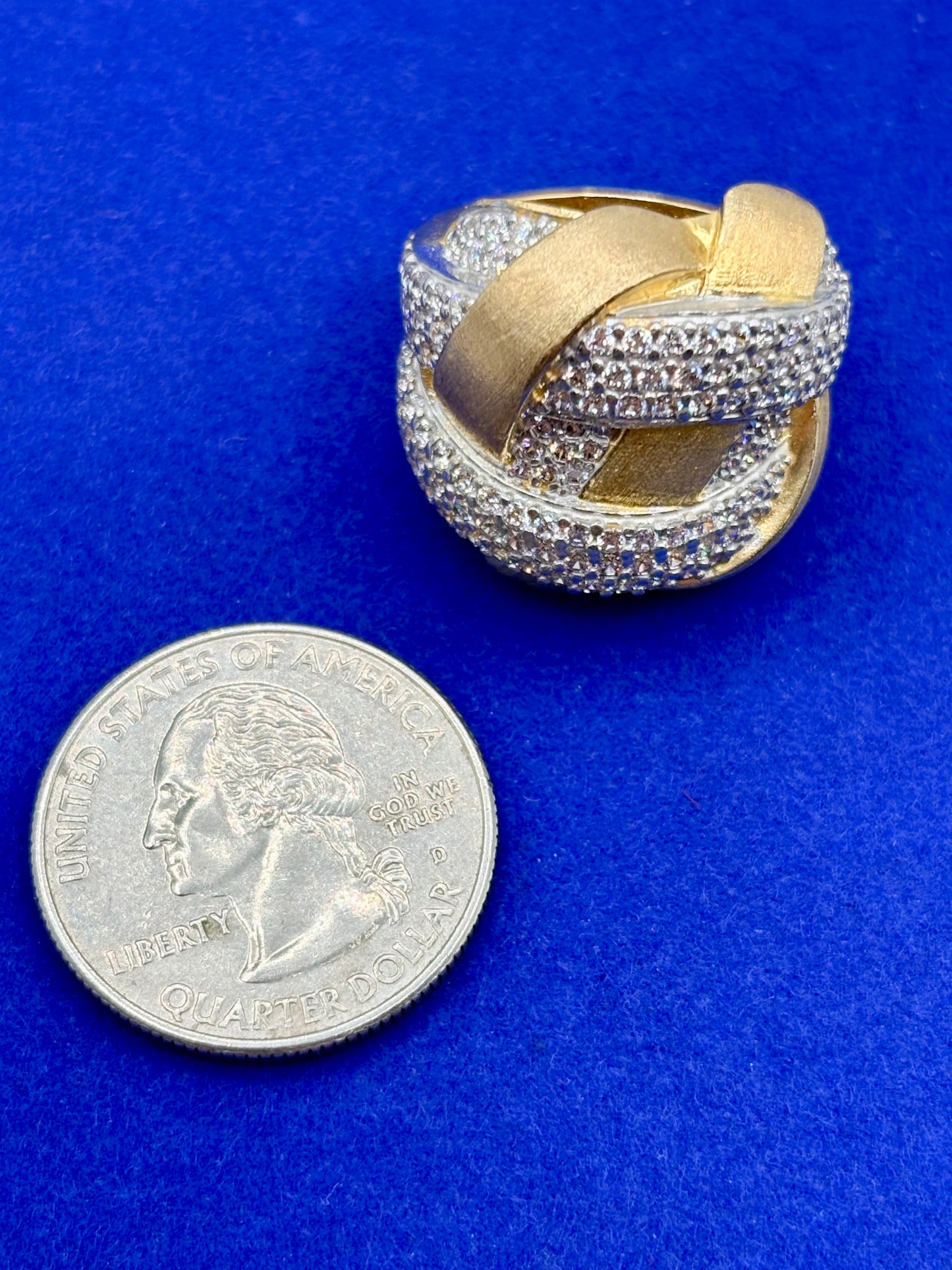 Vermeil Sterling Silver Milor Italy CZ Statement Ring