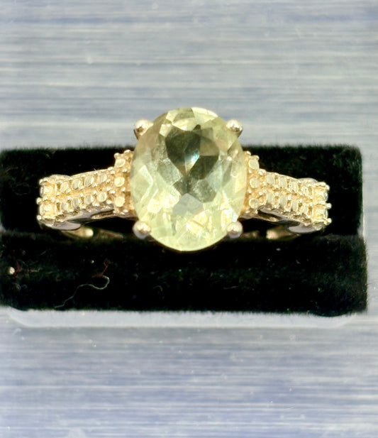 Sterling Silver STS Prasiolite (Green Amethyst) Ring