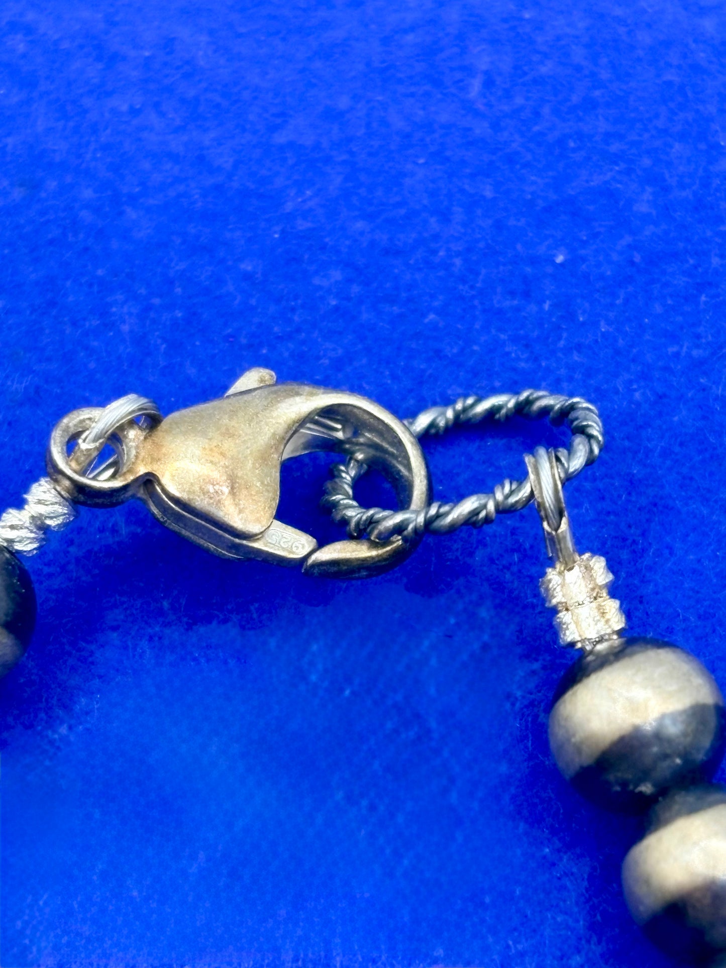 Sterling Silver Southwestern Turquoise & Silver Pearl Bracelet