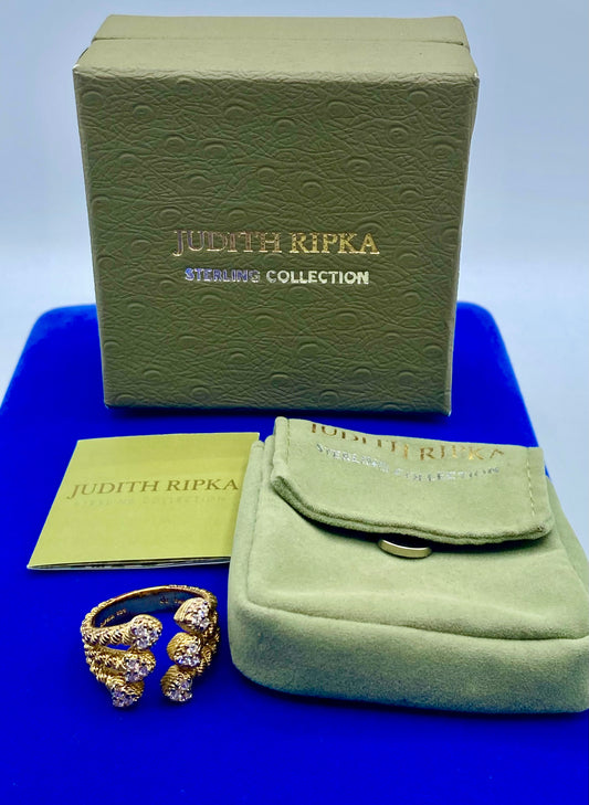 Judith Ripka Vermeil Sterling Cable Heart Ring