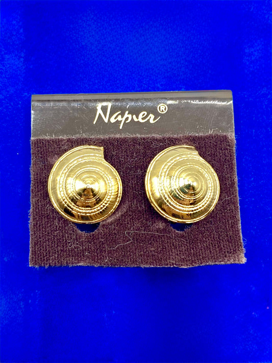 Vintage Napier Gold Tone Shell NWT Earrings