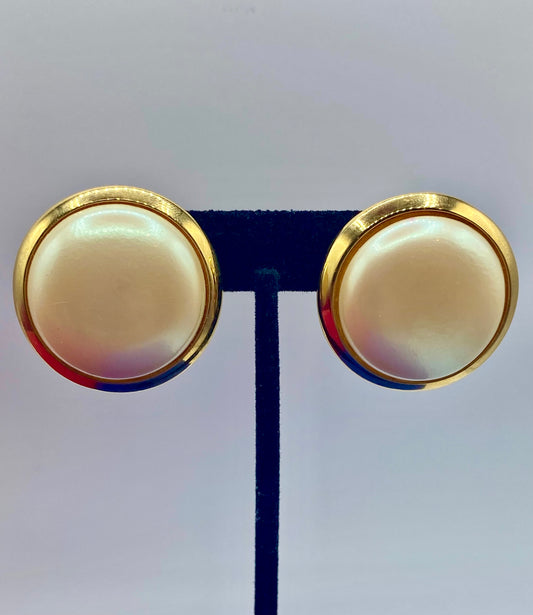 Vintage Richelieu Gold Tone & Faux Pearl Earrings