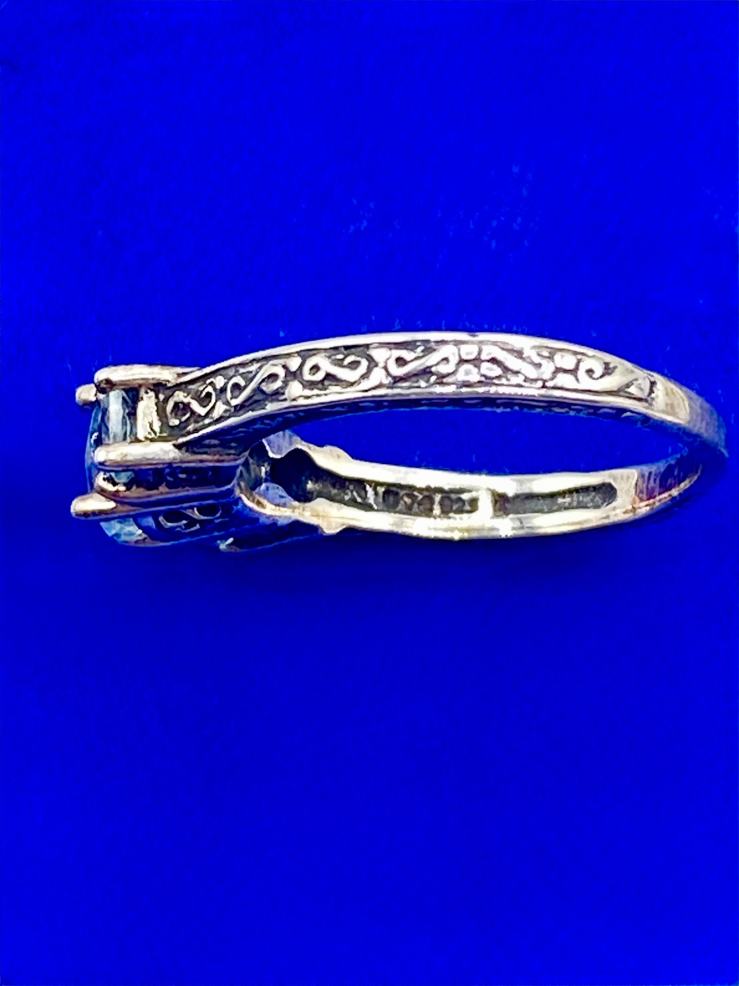 Sterling Silver Tri Stone Aquamarine Ring