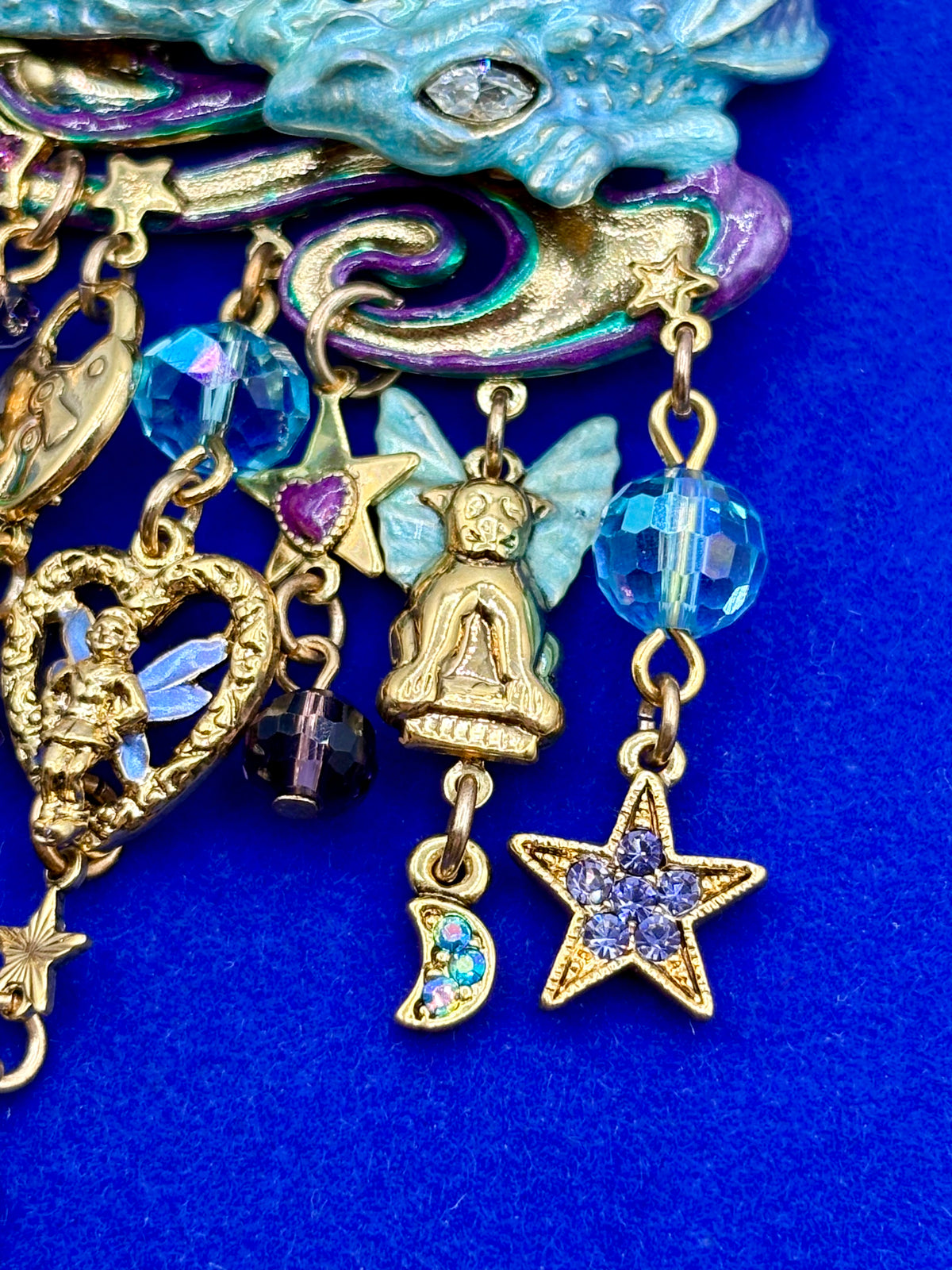 Kirk’s Folly Gold Tone Dragon Castle Statement Brooch/Pendant AS IS