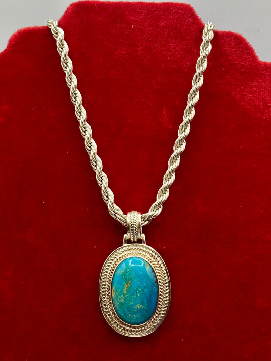 Whitney Kelly Sterling Silver Oval Turquoise Gemstone Necklace