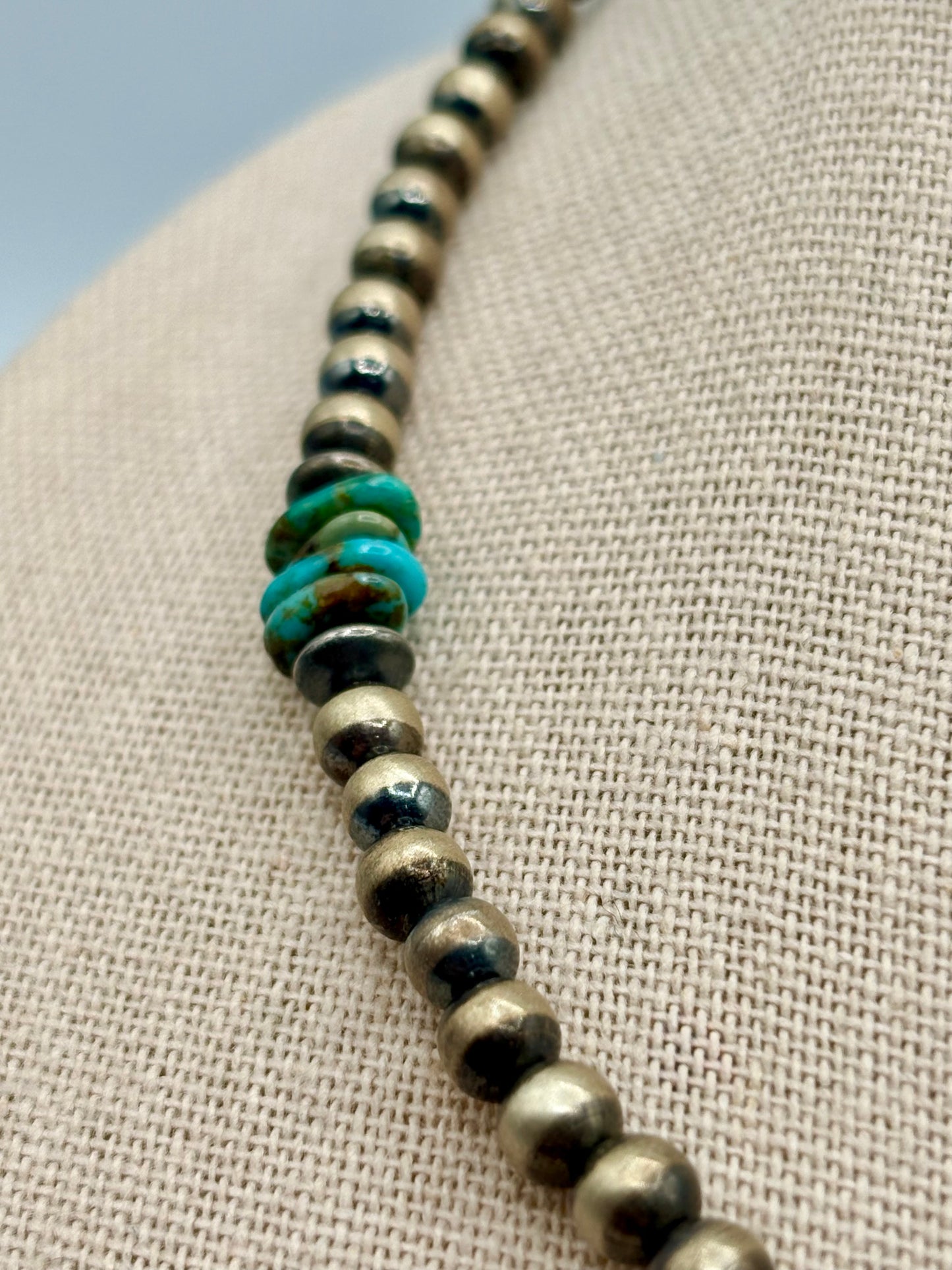 Sterling Silver Southwestern Turquoise & Navajo Pearl Necklace