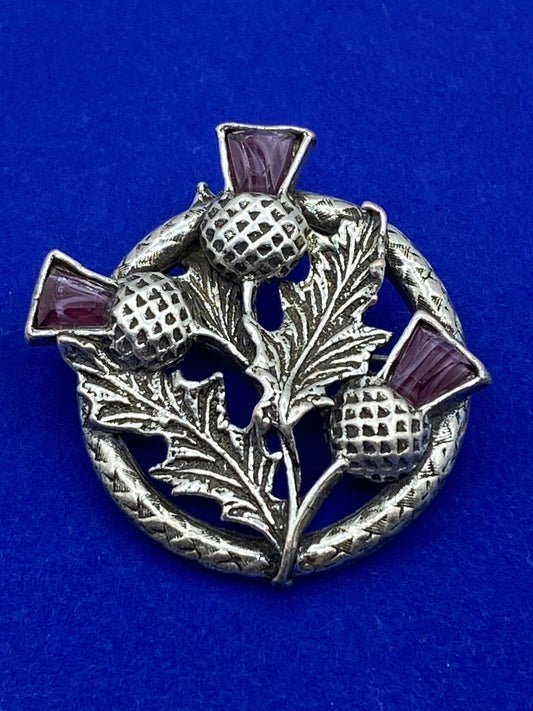 Vintage Silver Tone Scottish Thistle Brooch