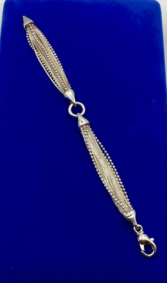 Sterling Silver Italy Multi Strand Bracelet