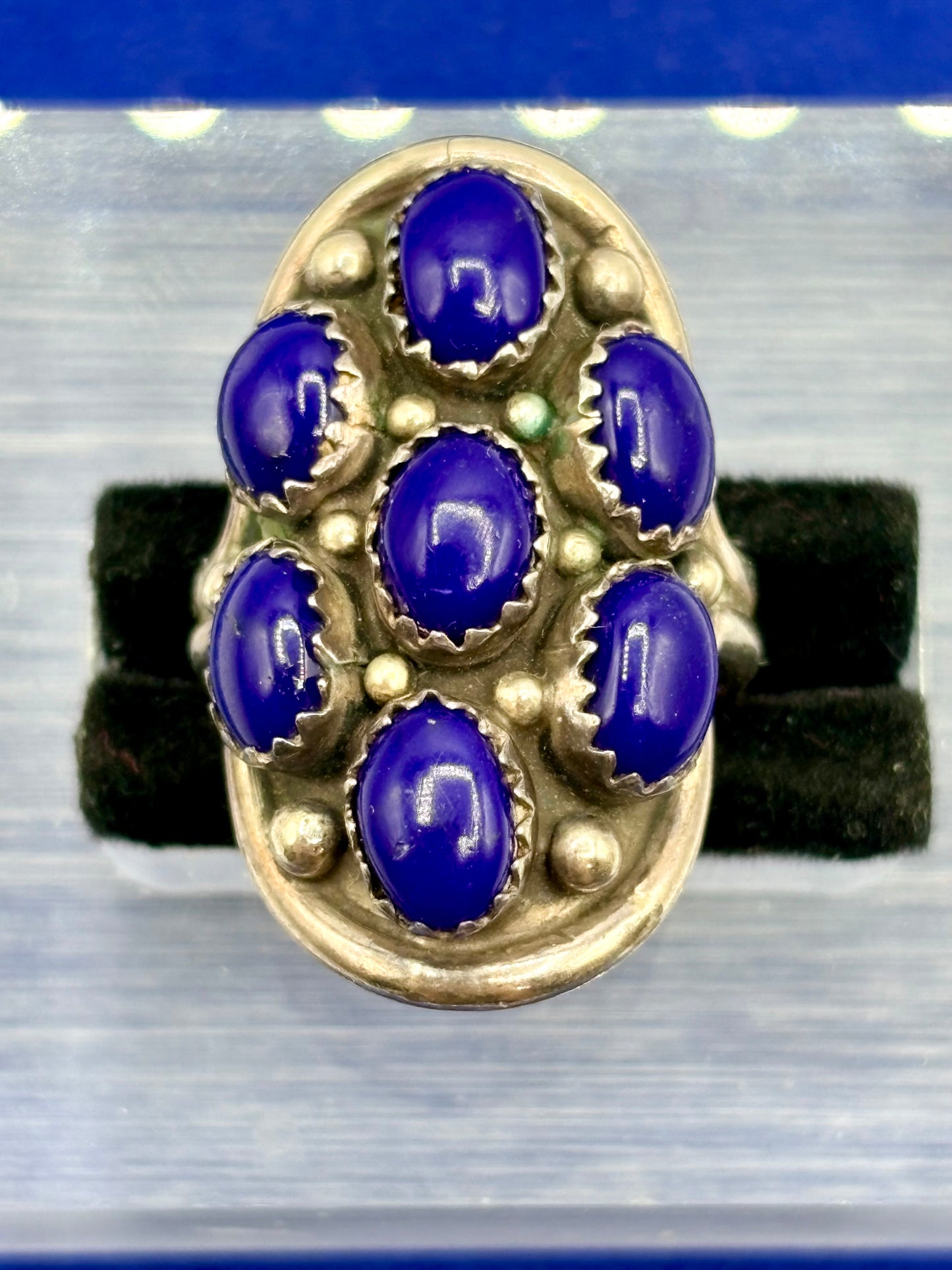 Sterling Silver Native Lapis Lazuli Cluster Ring
