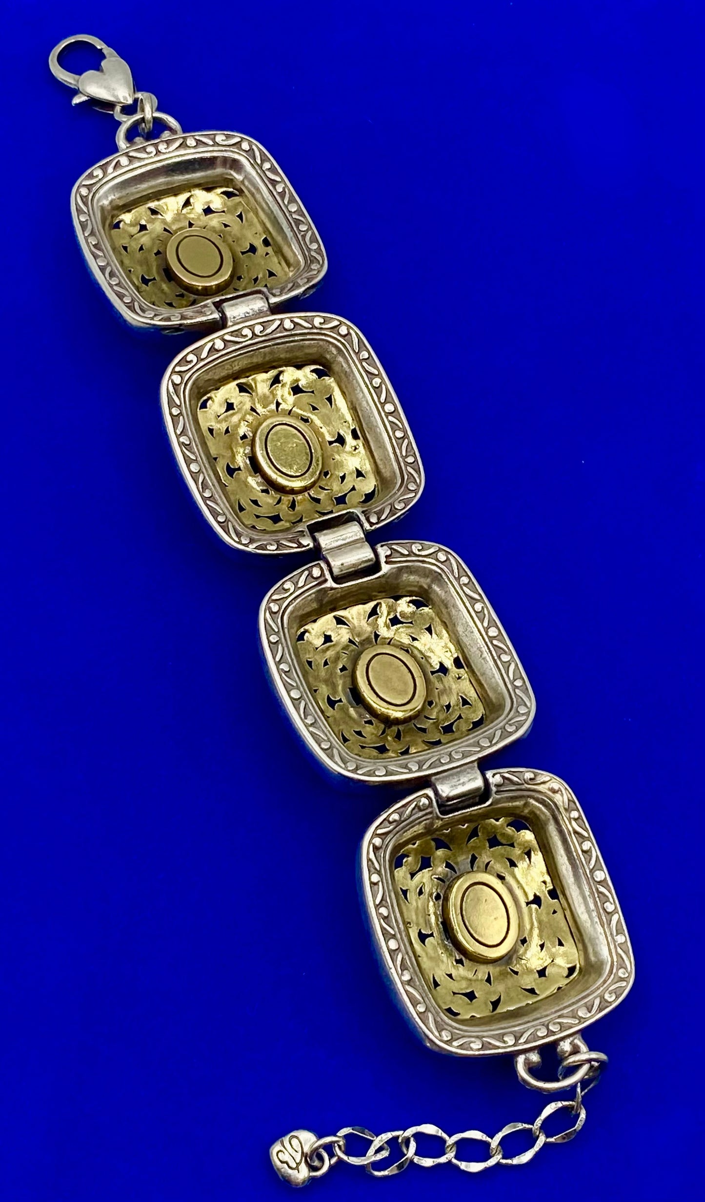 Brighton Two Toned Heavy Hinged Panel Bracelet