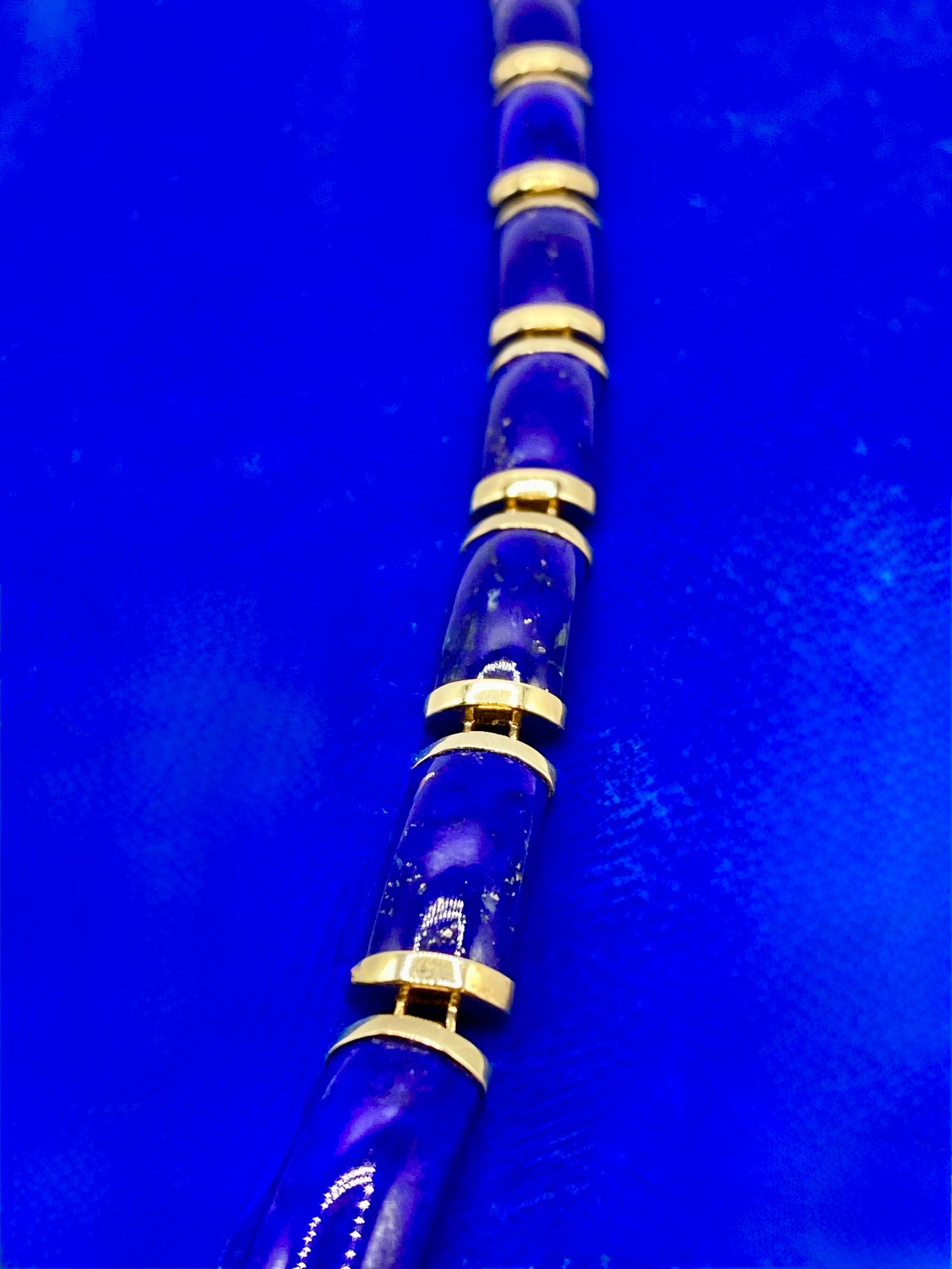 14K Gold & Lapis Hinged Tennis Bracelet