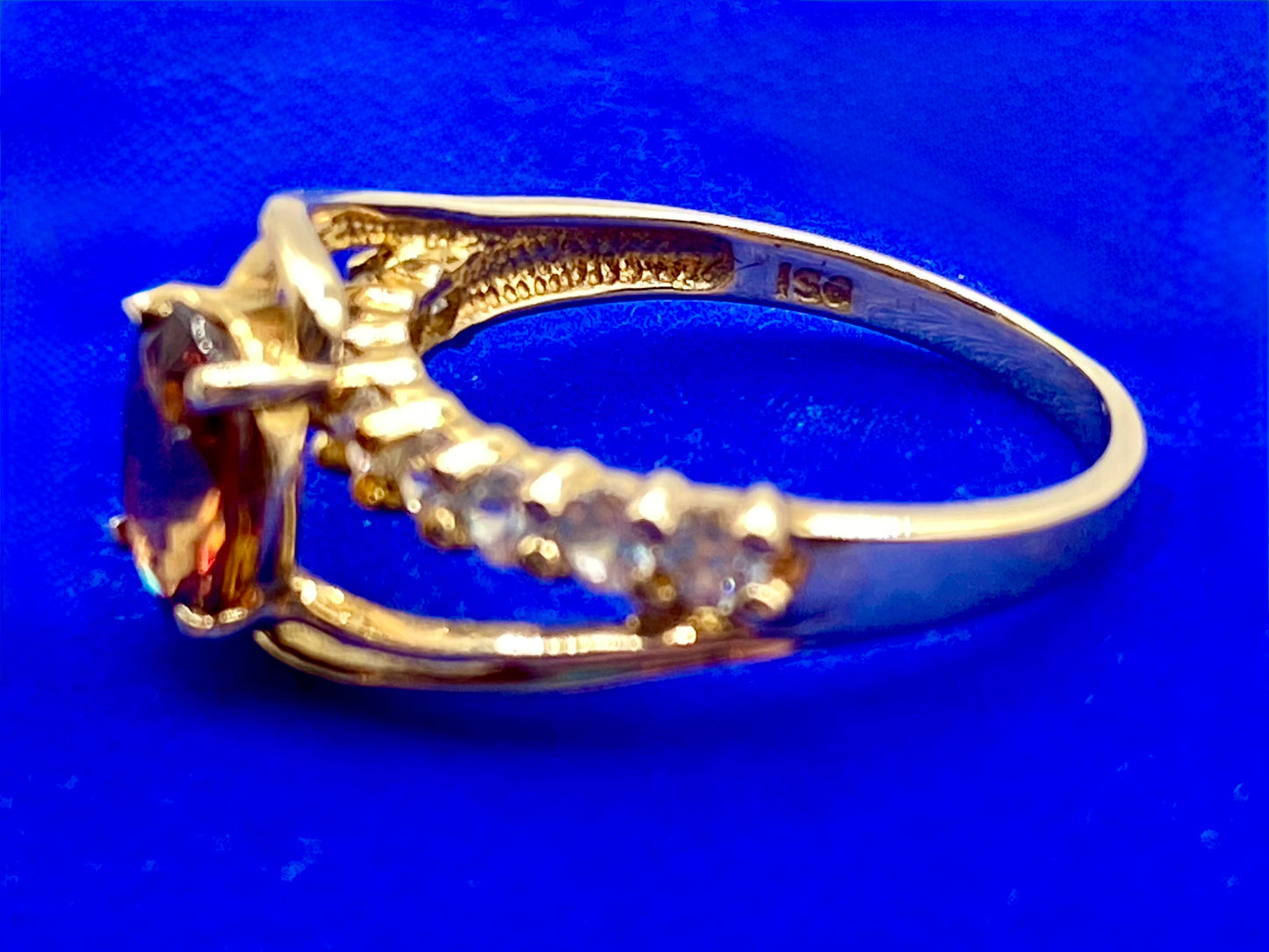 10K Gold Orange & Clear Topaz Ring