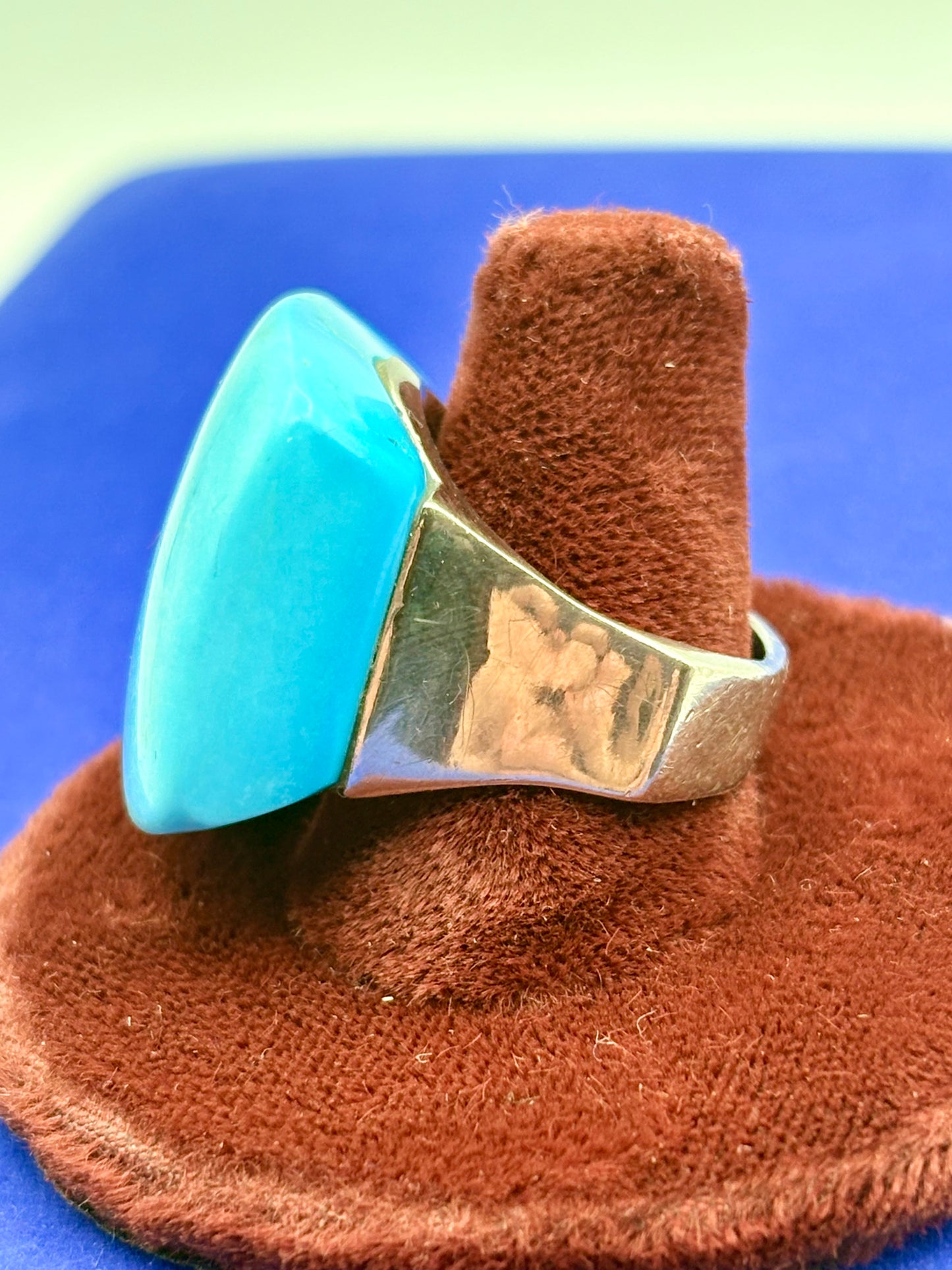 Sterling Silver Chapal-Zenray Big Turquoise Ring