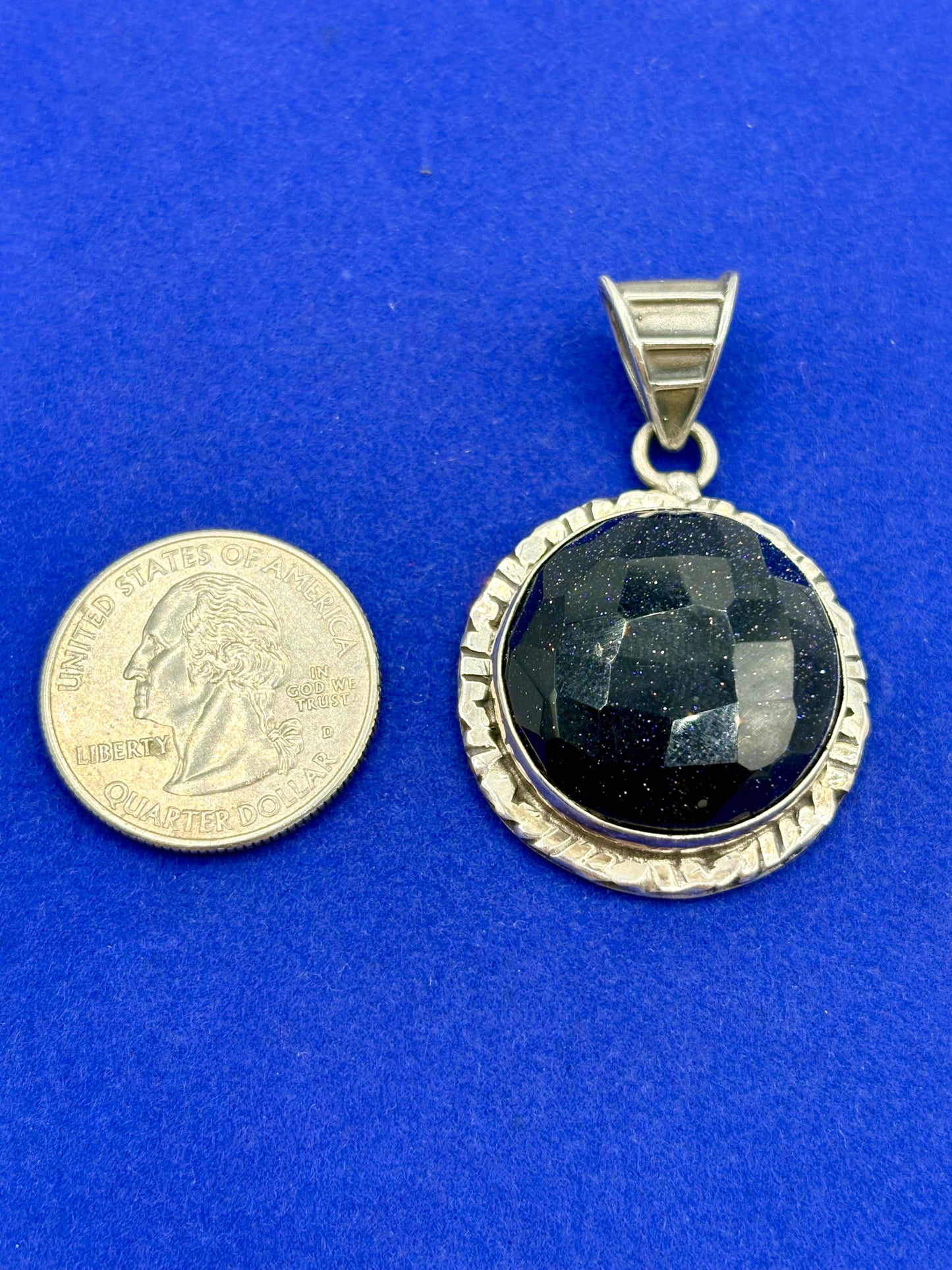 Sterling Silver Blue Sandstone Pendant