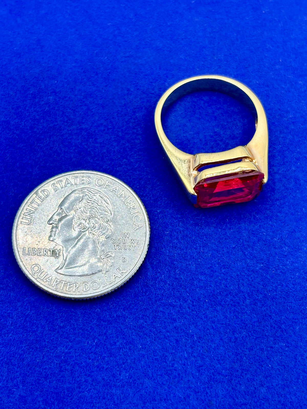 Vintage Gold Tone & Faceted Ruby Ring