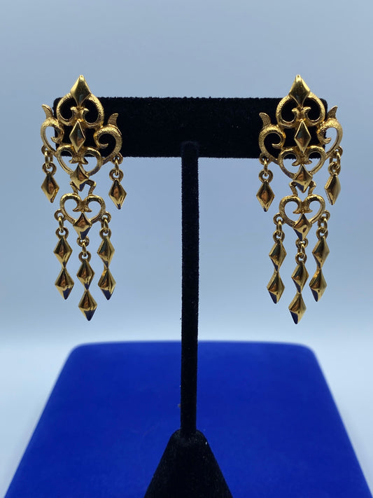 Monet Gold Tone Dangle Earrings