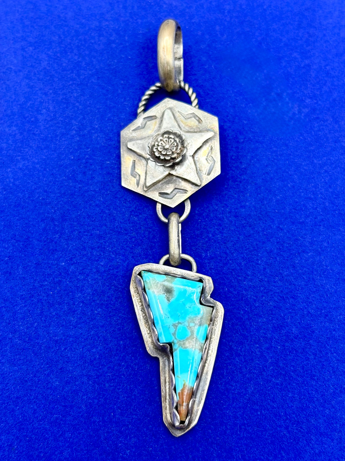 Sterling Silver Southwestern Turquoise Lighting Bolt Pendant