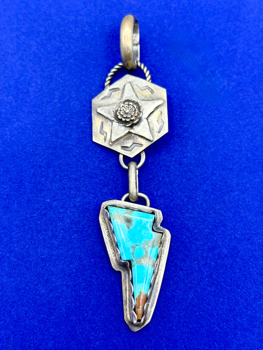 Sterling Silver Southwestern Turquoise Lighting Bolt Pendant