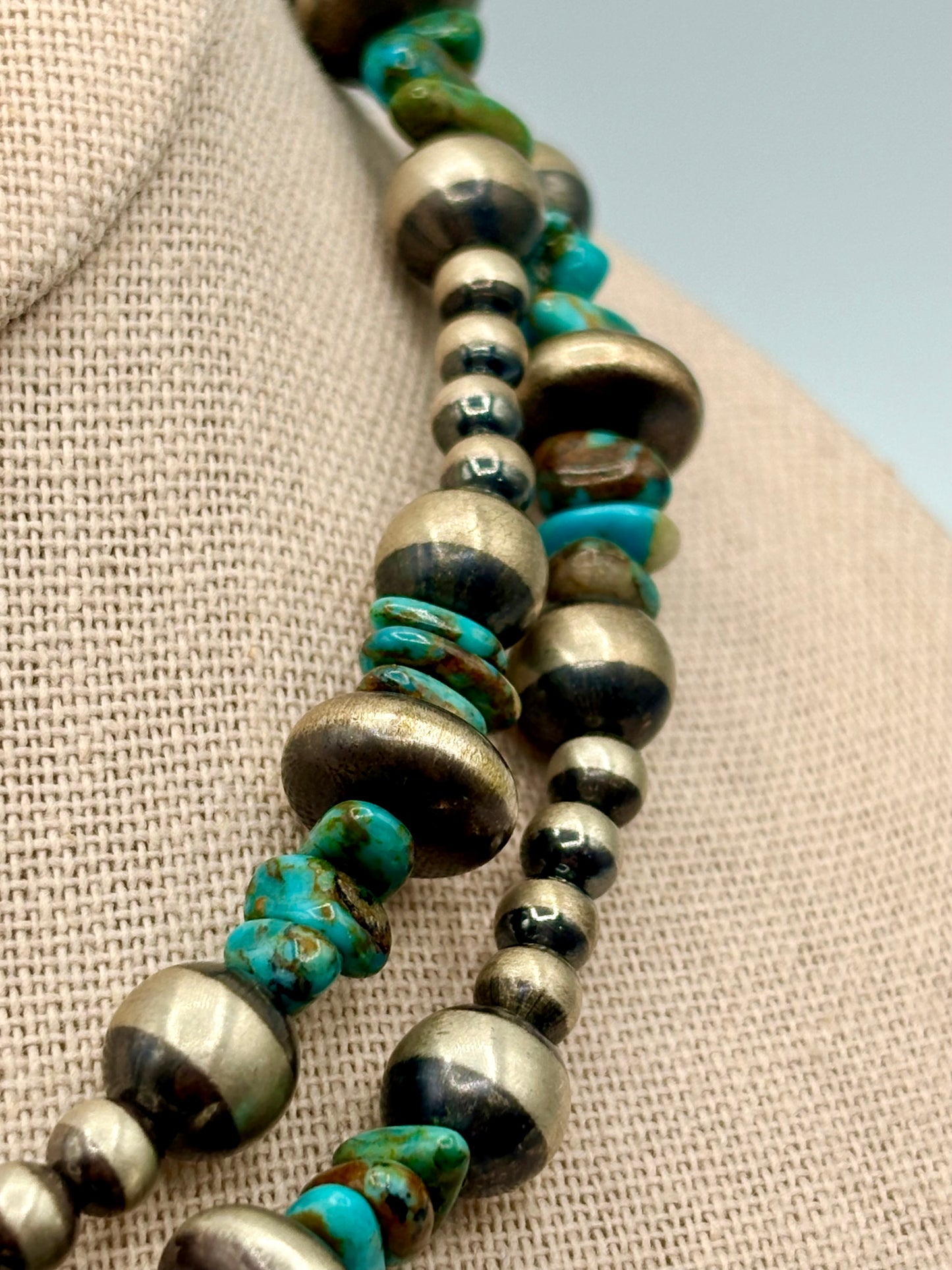 Sterling Silver Southwestern Turquoise & Navajo Pearl Necklace