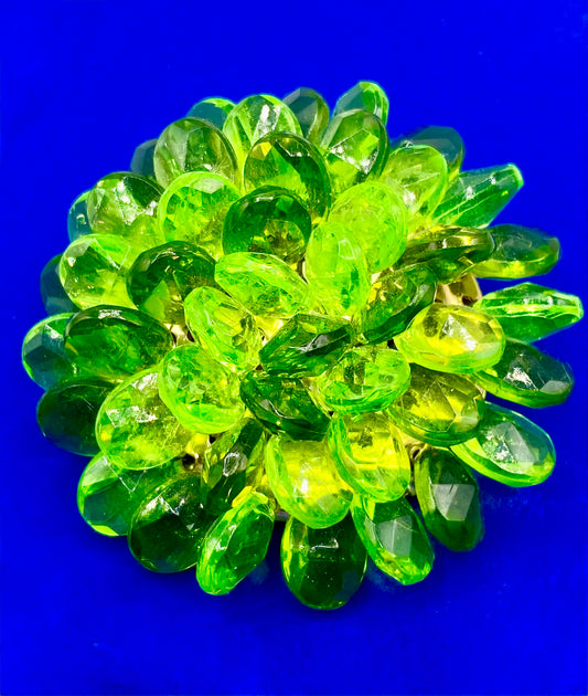 Vintage Hong Kong Green Acrylic Cha-Cha Brooch