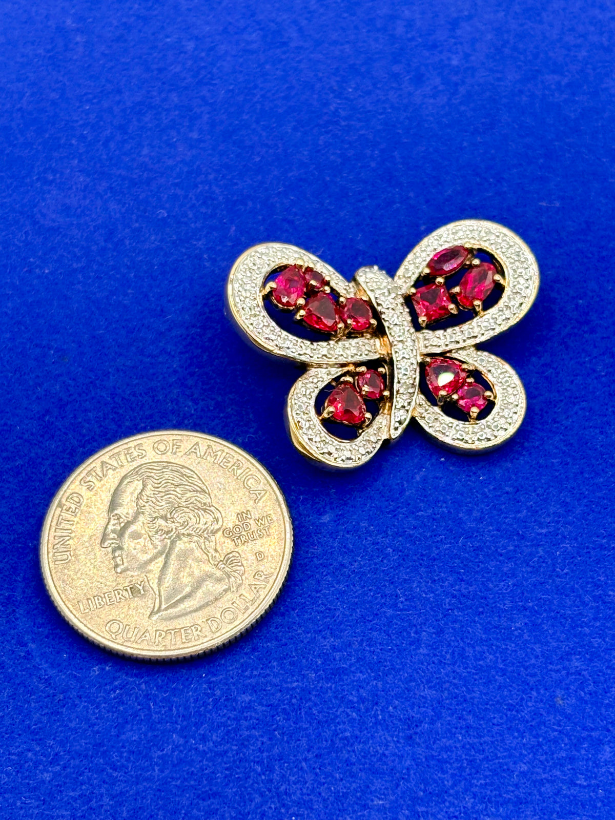 Sterling Silver Vermeil Ross Simons Lab Created Ruby Butterfly Pendant