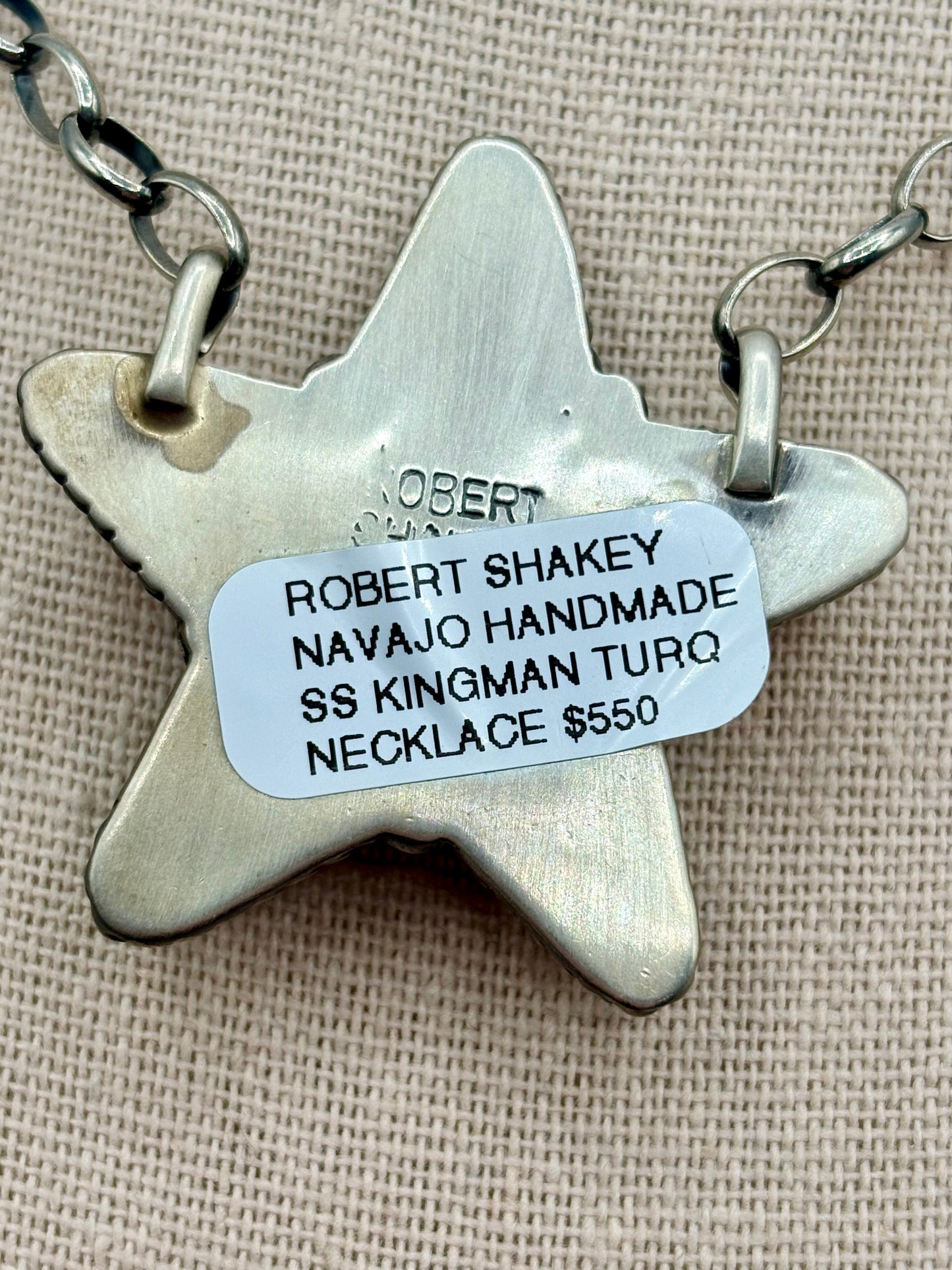 Sterling Silver Native Robert Shakey Turquoise Star Necklace