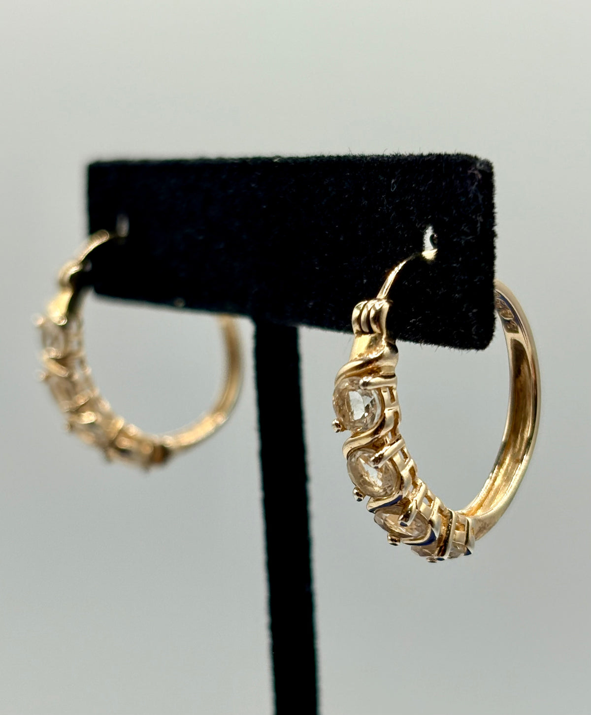 Ross Simons Sterling Vermeil Clear Topaz Hoop Earrings