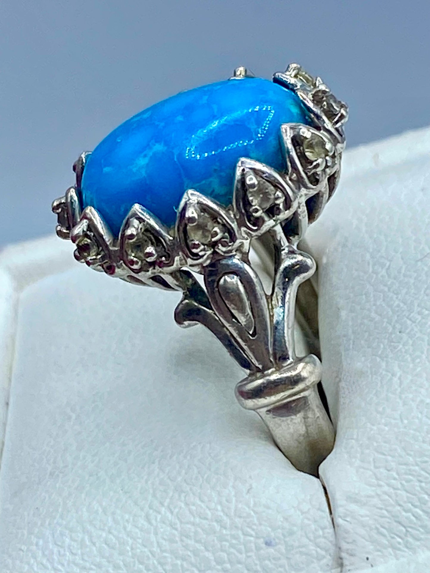 Sterling Silver Turquoise & Topaz Ring