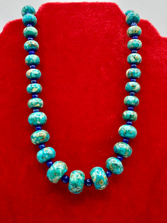 Sterling Silver Jay King DTR Turquoise & Lapis Lazuli Necklace