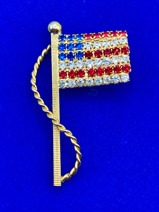 Rhinestone Flag Brooch