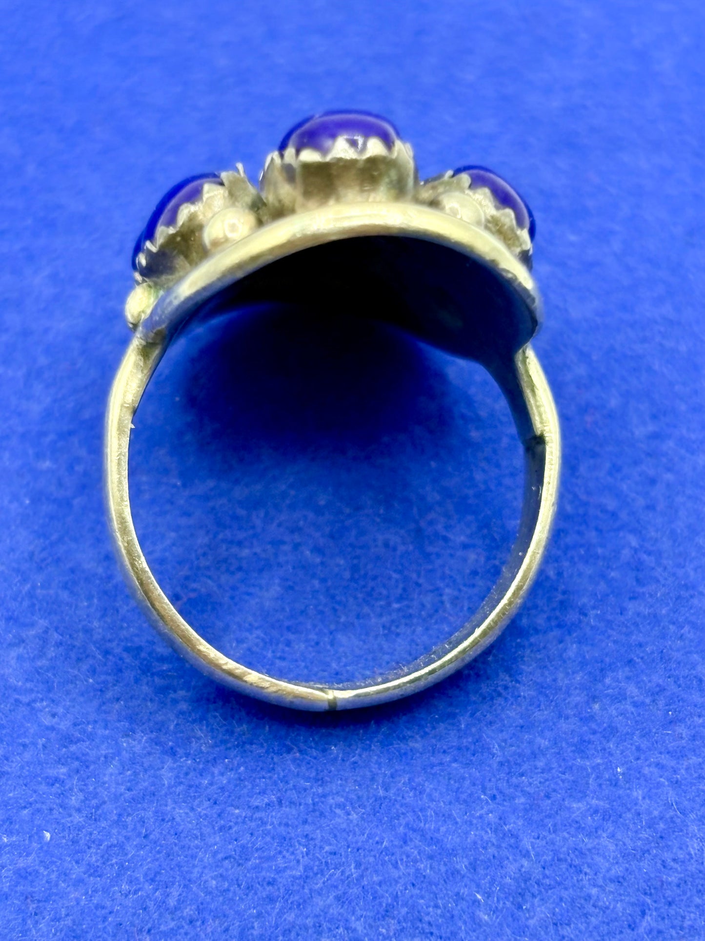 Sterling Silver Native Lapis Lazuli Cluster Ring