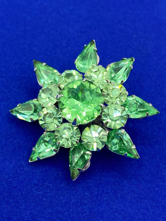 Coro Uranium Rhinestone Brooch
