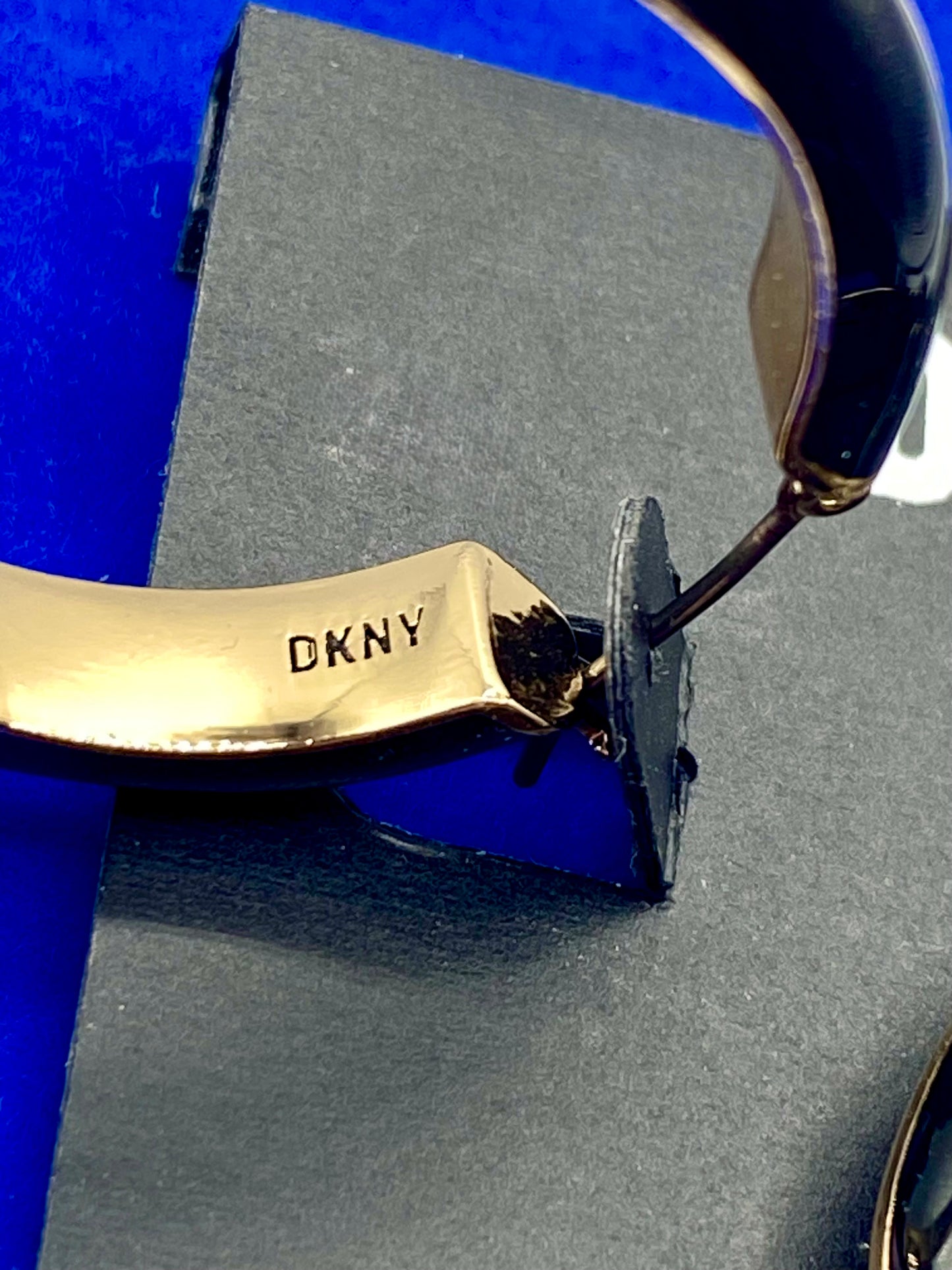 DKNY Black Enameled Hoop Earrings NWT