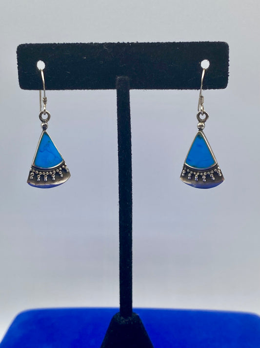 Sterling Silver Turquoise Triangle Earrings