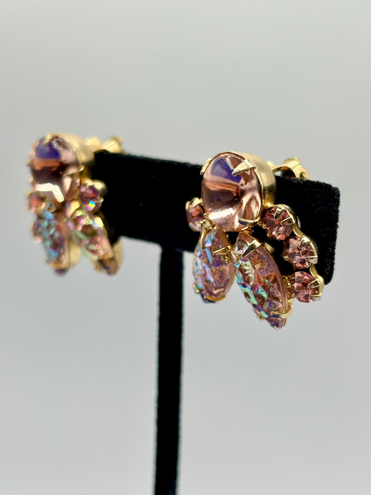 Vintage D & E For Juliana Pink Rhinestone & Molded Glass Jewelry Set