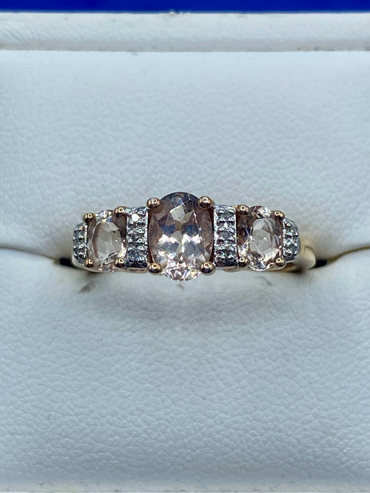 Sterling Silver Blush Tourmaline & Diamond Accent Ring