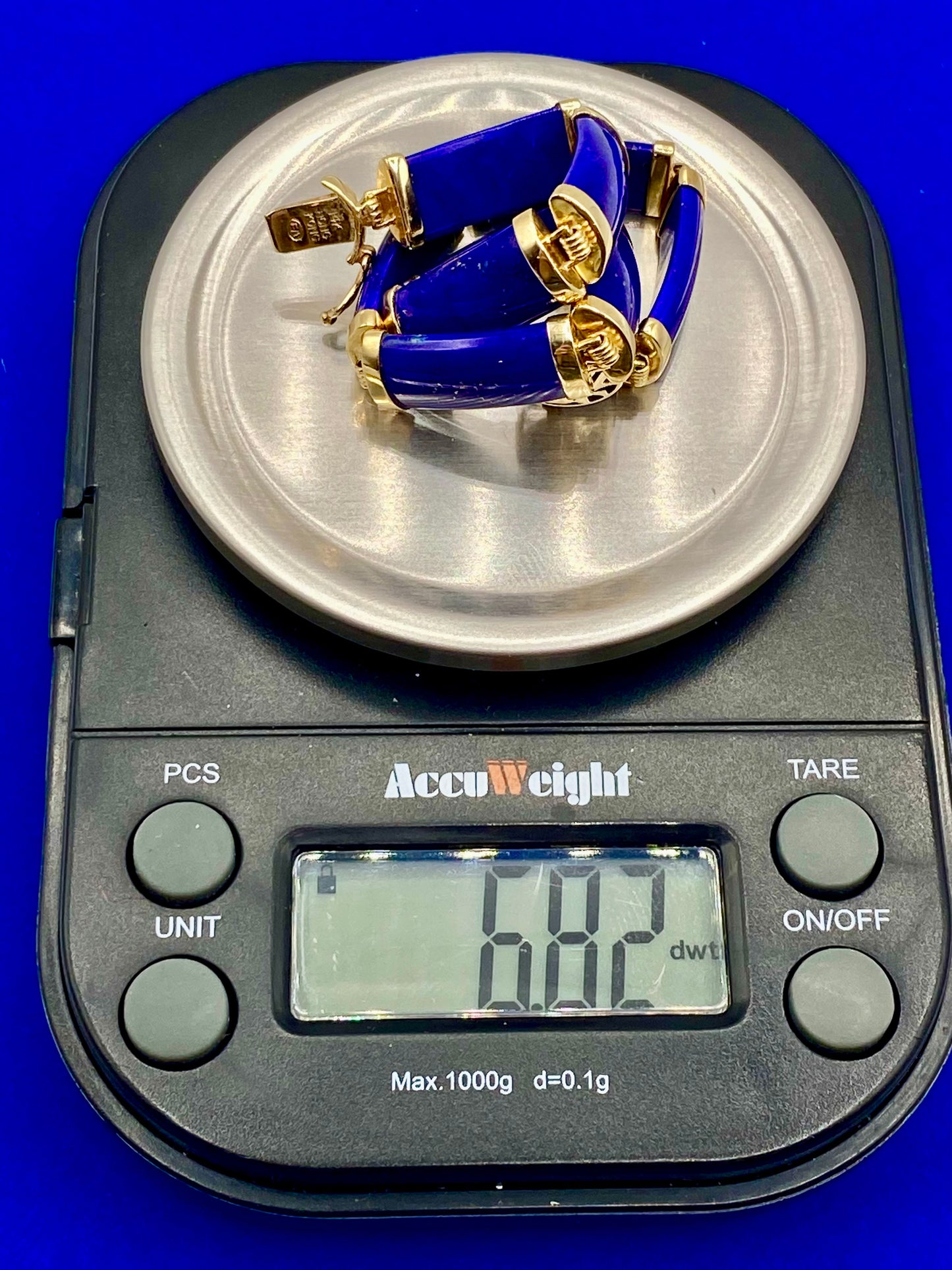 14K Gold & Lapis Hinged Tennis Bracelet