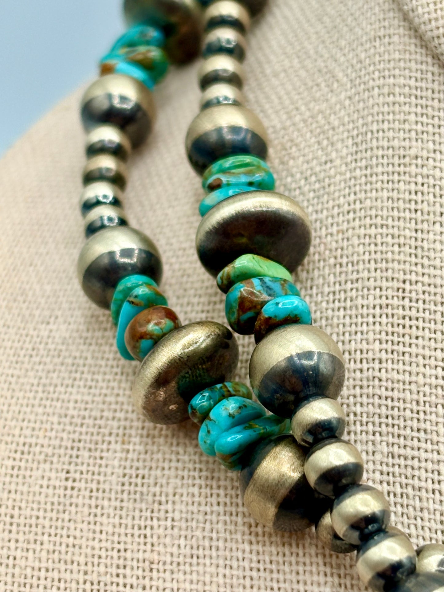 Sterling Silver Southwestern Turquoise & Navajo Pearl Necklace