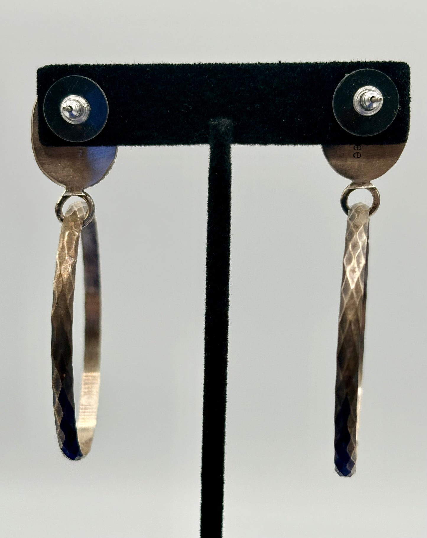 Sterling Silver Native Eloise Kee Turquoise Hoop Earrings