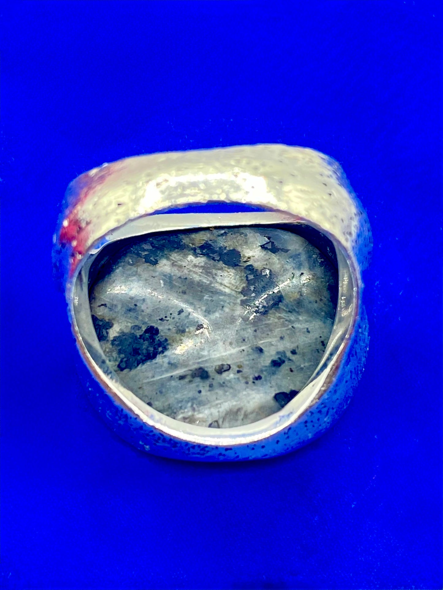 Silpada Sterling Silver Wavy Feldspar Black Grey Stone Ring