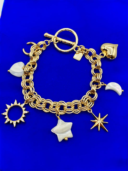 Luna Norte Gold Tone Charm Bracelet