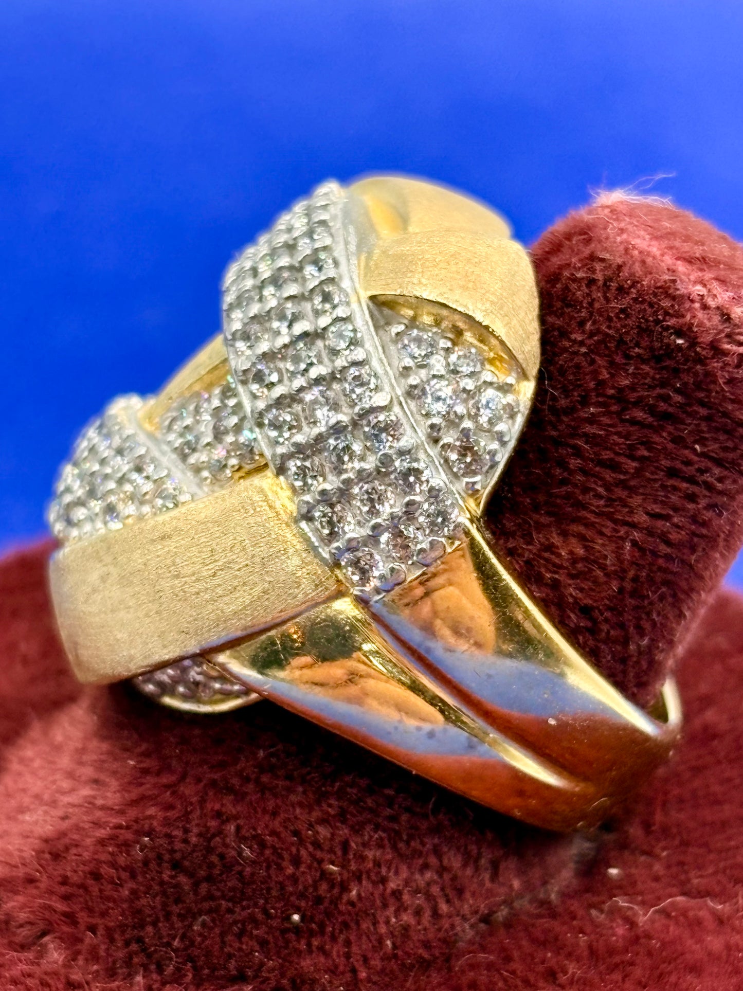 Vermeil Sterling Silver Milor Italy CZ Statement Ring