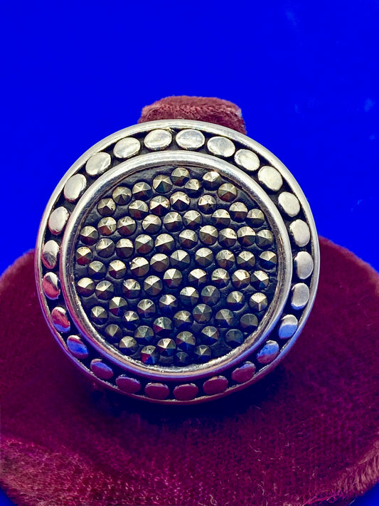 Sterling Silver Electro Formed Hollow Marcasite Ring