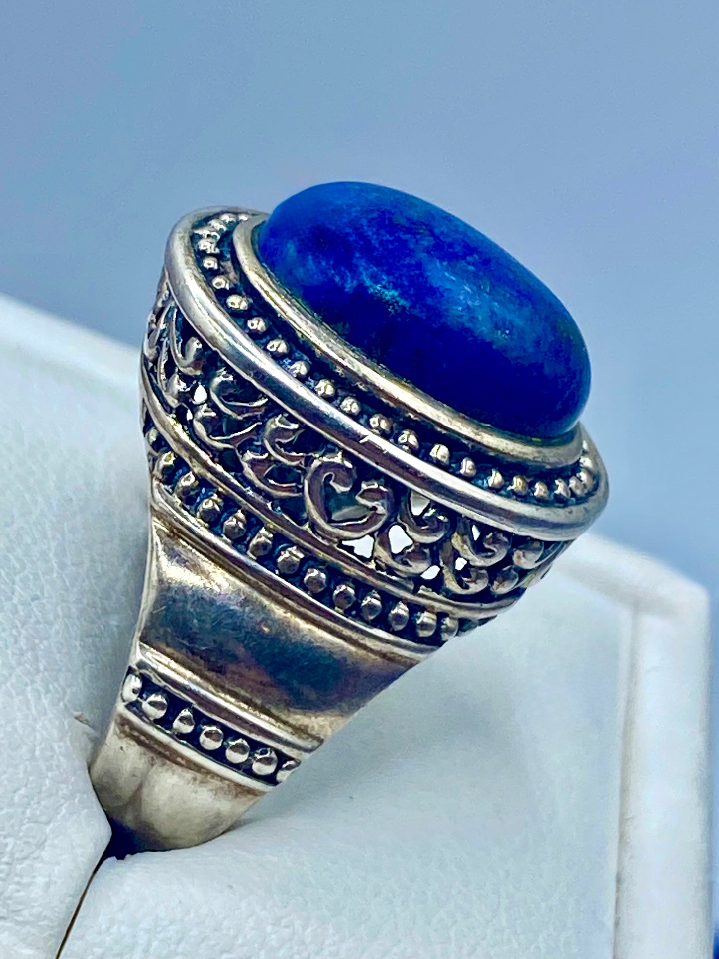 Sterling Silver Lapis Lazuli Oval Cut Ring